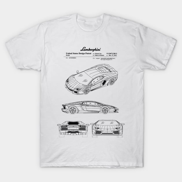 Lamborghini Aventador Patent Black T-Shirt by Luve